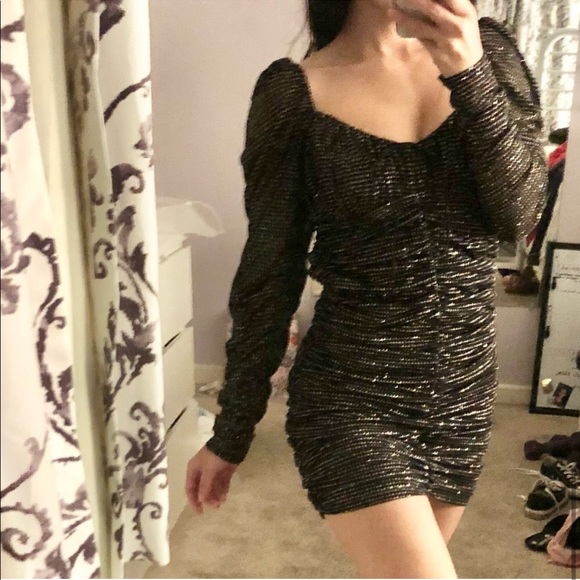 For Love and Lemons Glitter Ruched Mini Dress M EUC - Picture 4 of 4